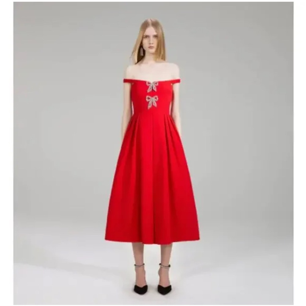 Self Portrait Red Bow Dress 4